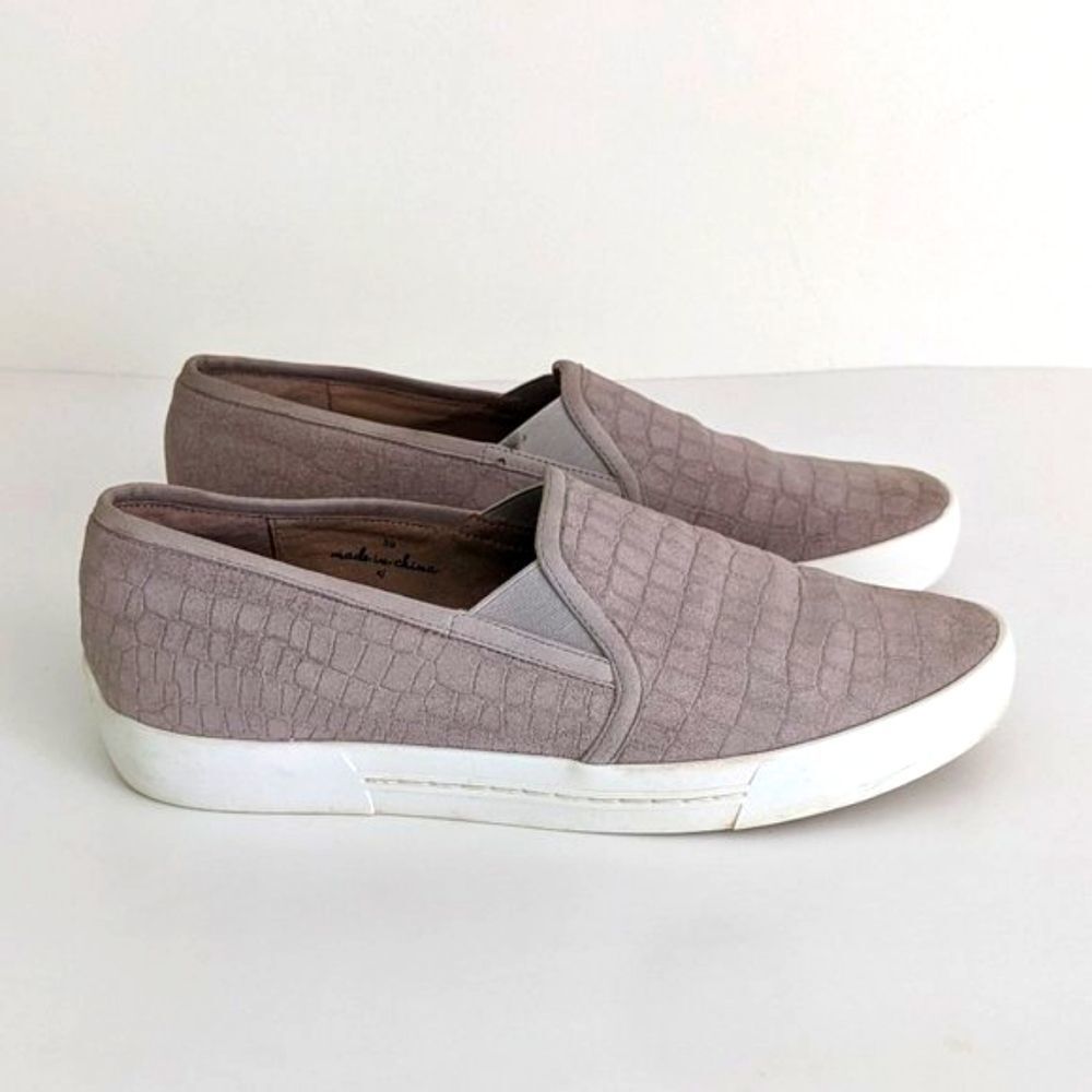 Joie Huxley Slip-On Sneakers Taupe Suede Animal Print 39